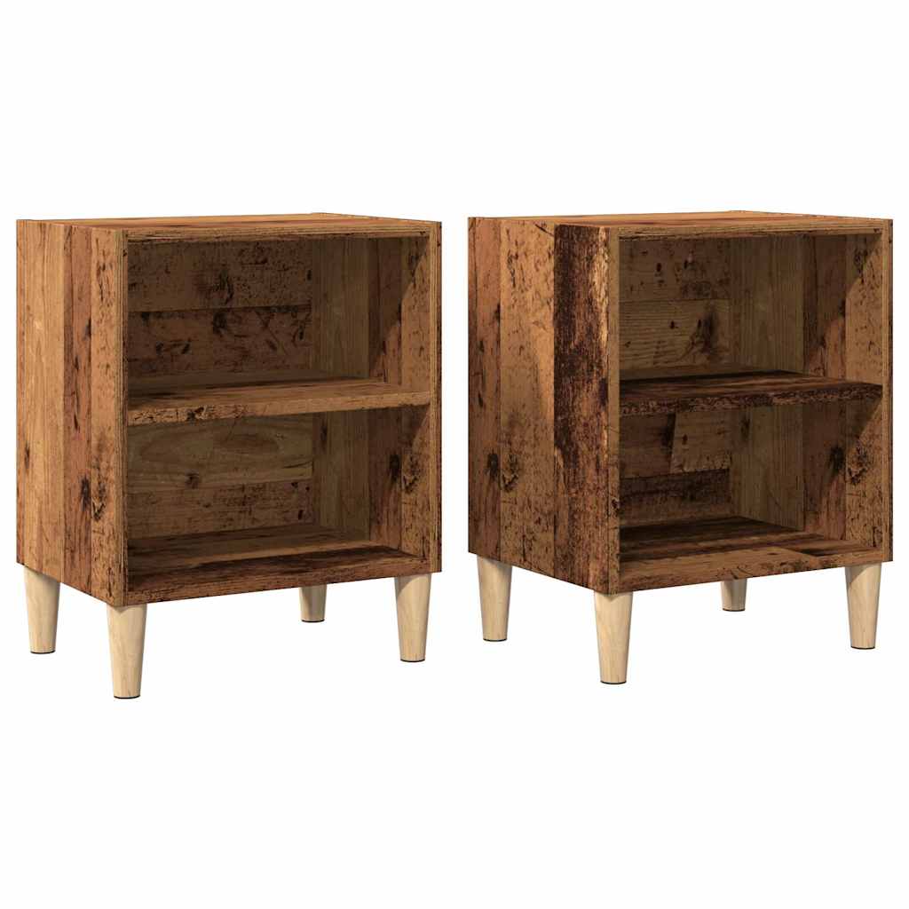 Mesitas De Noche 2 Uds Madera De Ingeniería Envejecida_0