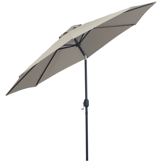 Outsunny Sombrilla De Jardín Ø295x250 Cm Con Manivela E Inclinación Gris Claro_0