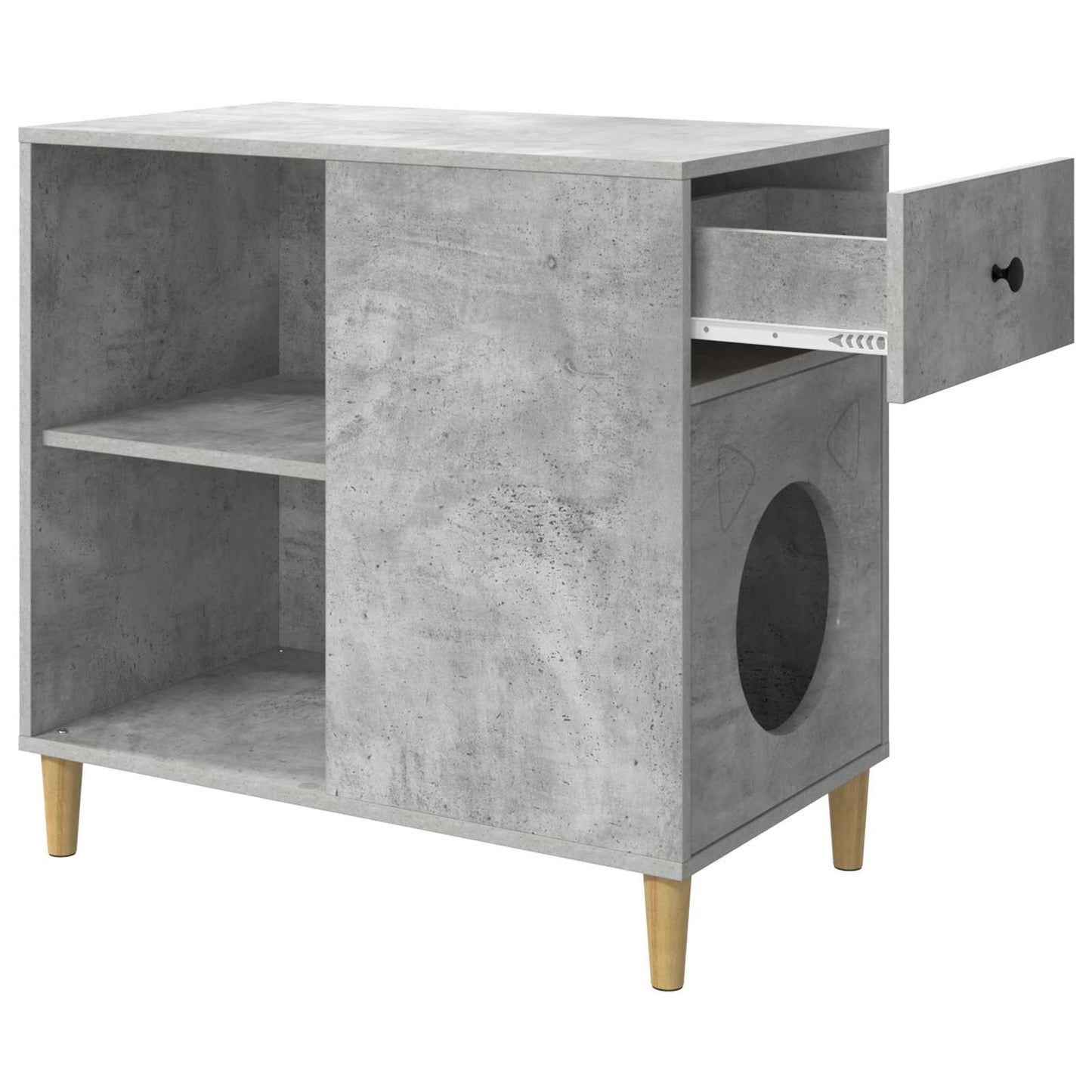 Casa Para Gatos Concreto 72 X 42.5 X 70 Cm Madera De Ingeniería_4