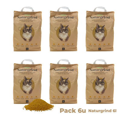 Sustrato Absorbente Wuapu Naturgrind Biodegradable Y Compostable Para Gato 3 Uds 17'5l_1