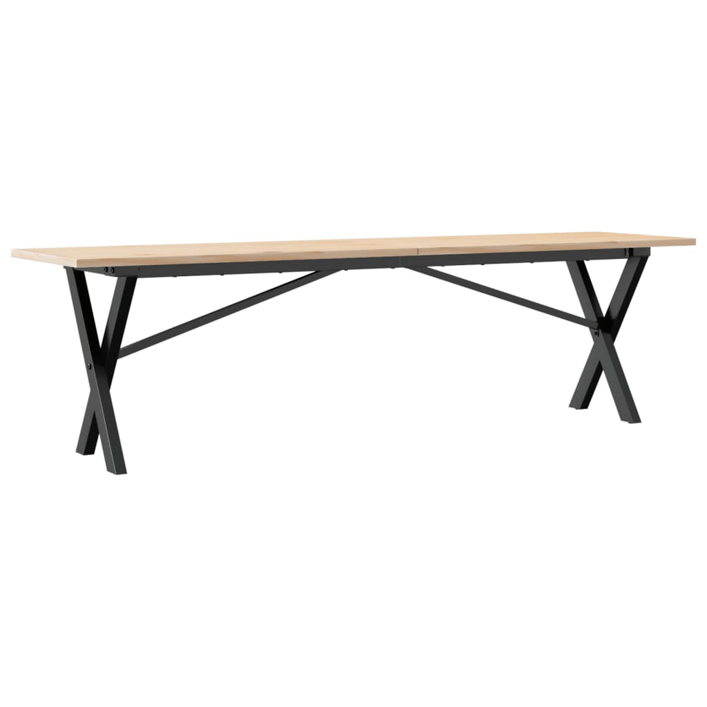 Mesa De Centro Marco X Madera Maciza Pino Y Acero 160x40x45 Cm_0