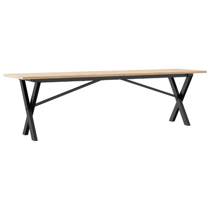 Mesa De Centro Marco X Madera Maciza Pino Y Acero 160x40x45 Cm_0
