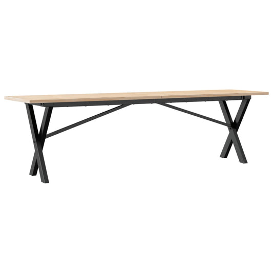 Mesa De Centro Marco X Madera Maciza Pino Y Acero 160x40x45 Cm_0