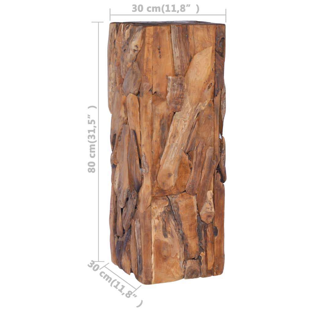 Mesa Auxiliar De Madera Maciza De Teca 30x30x80 Cm_2