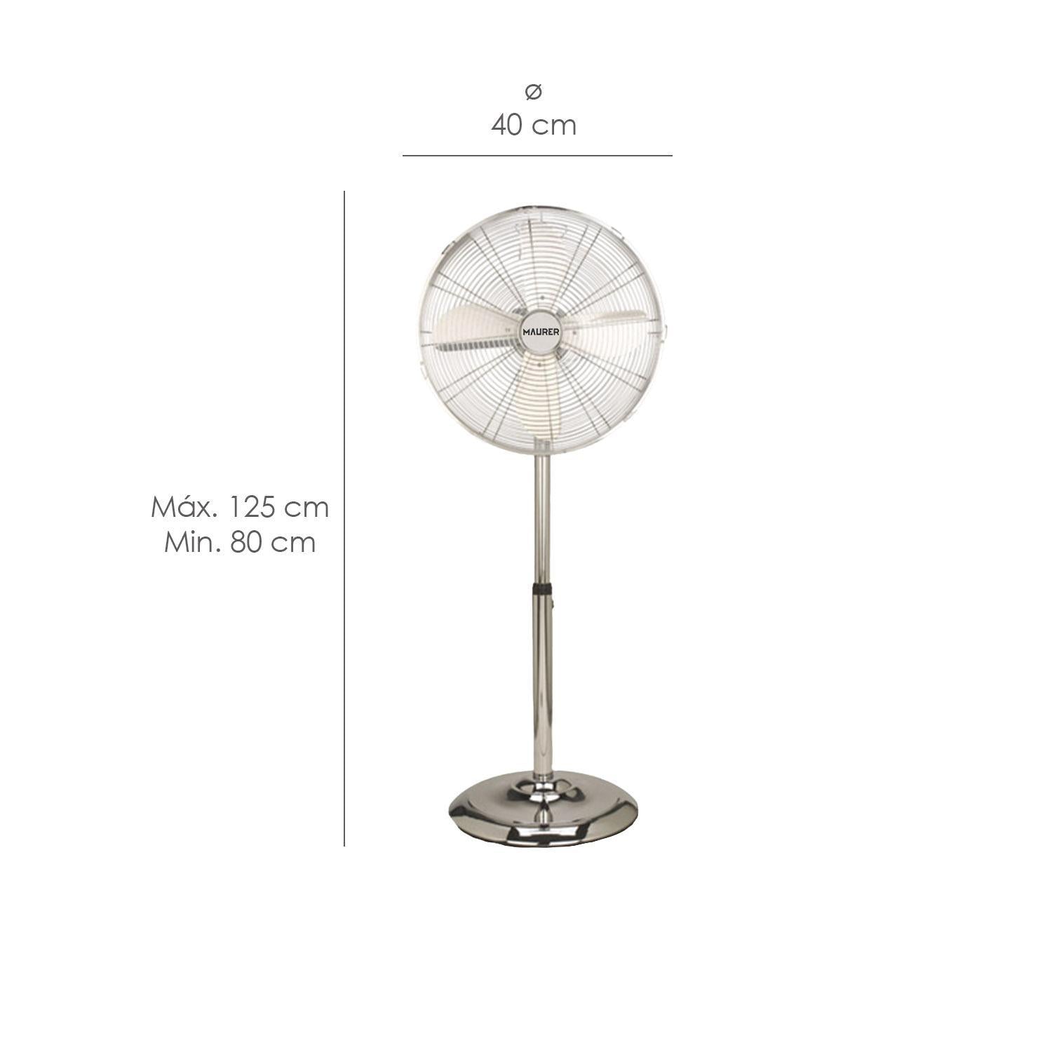 Ventilador Maurer De Pie 125 Cm. De Alto Cromo_1