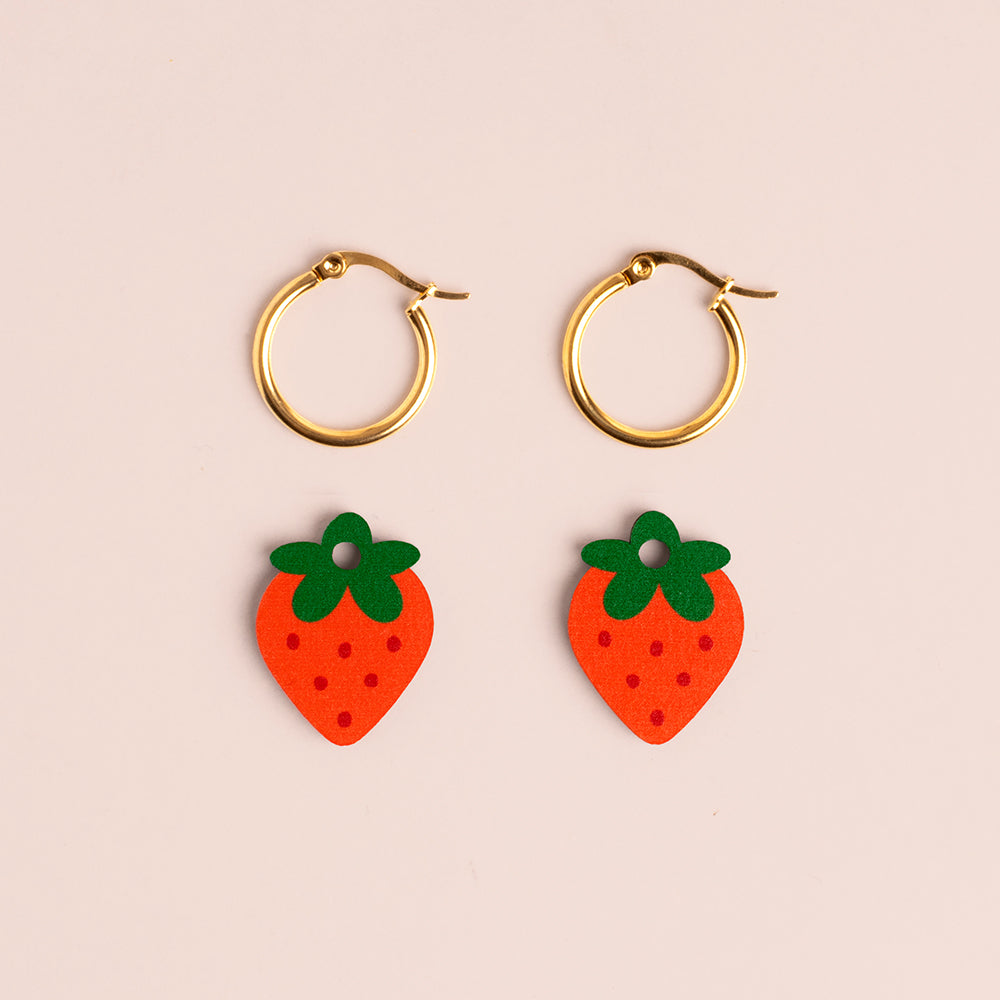 Pendientes Strawberry De Madera | Joyería Artesanal, Ligera Y Elegante | Diseño Natural Y Original_2
