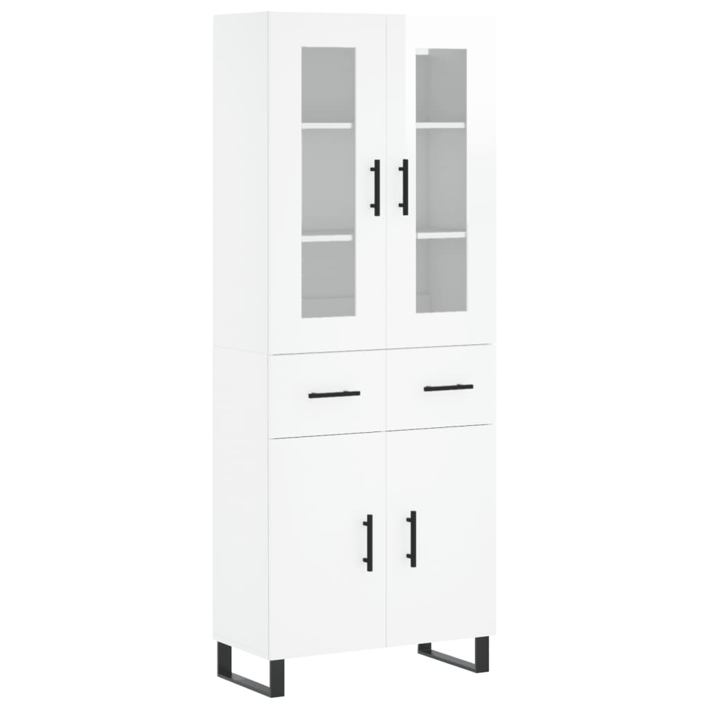 Aparador Alto Madera Contrachapada Blanco Brillo 69,5x34x180 Cm_1