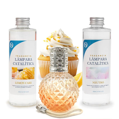 Pack Ahorro Lámpara Catalítica Orange Diamonds + Fragancia Lemon Cake 200ml + Limpiador Neutro 200ml + Mecha Repuesto_0