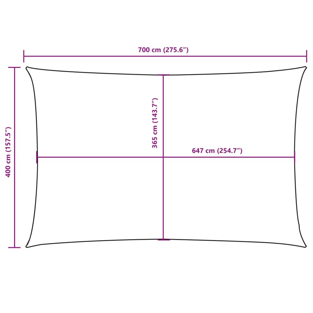 Vidaxl Toldo De Vela Rectangular Tela Oxford Color Crema 4x7 M_2