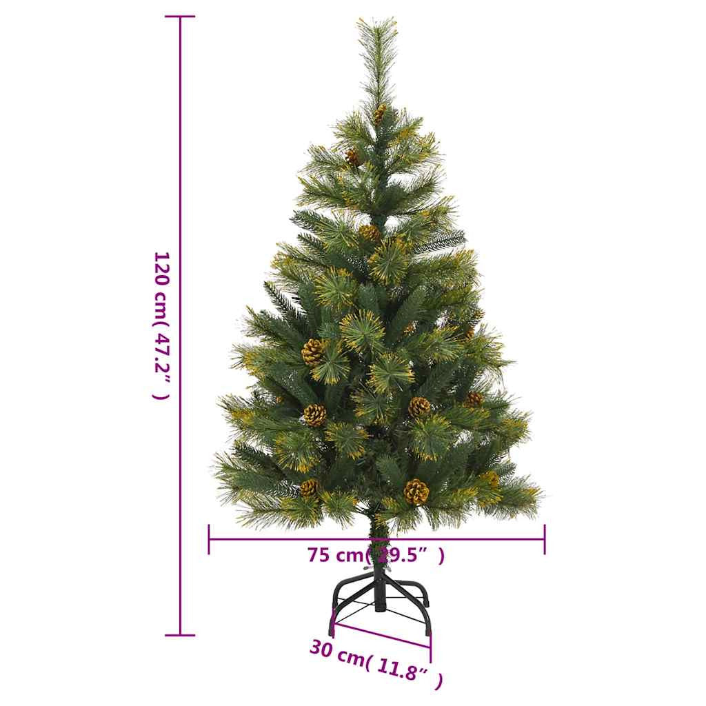 Vidaxl Árbol Navidad Artificial Con Bisagras 150 Led Y Bolas 120 Cm_2