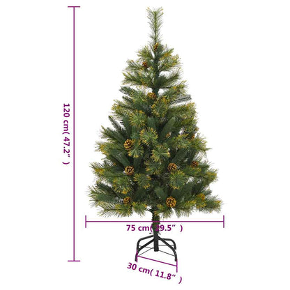 Vidaxl Árbol Navidad Artificial Con Bisagras 150 Led Y Bolas 120 Cm_2