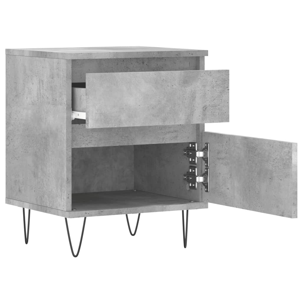 Mesita De Noche Madera De Ingeniería Gris Hormigón 40x35x50 Cm_4