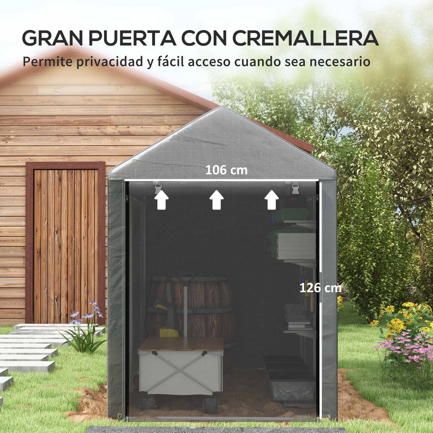 Outsunny Carpa Para Herramientas Bicicletas Y Motos 1,2x1,8x1,65 M Gris Oscuro_5