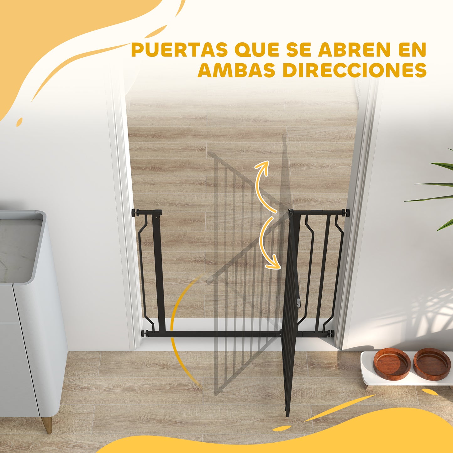 Pawhut Barrera De Seguridad Extensible Con 2 Extensiones 75-95x76 Cm Negro_3