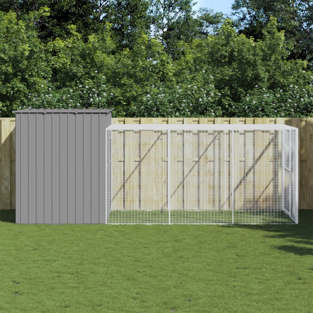 Vidaxl Caseta Perros Corral Acero Galvanizado Gris Claro 214x457x181cm_1