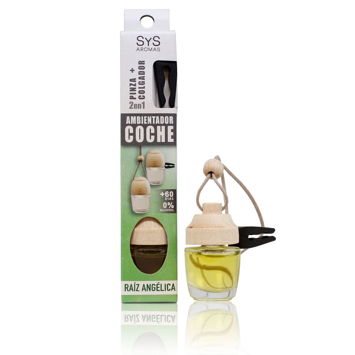 Ambientador Coche Raíz Angélica con Pinza SYS Aromas 7 ml | Aroma Herbal y Balsámico | Fresco y Equilibrado_0