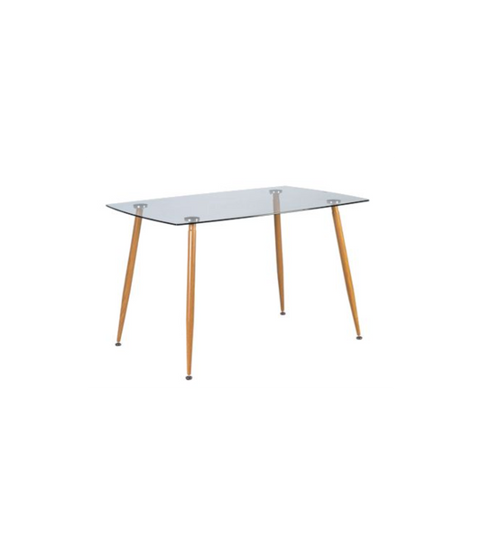 Mesa Para Cocina, Comedor Fija Katia Patas Acero Efecto Madera Roble, 120cm(ancho) 75cm(altura) 80cm(fondo)._0