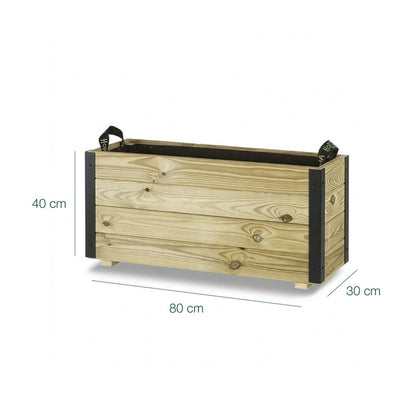 Jardinera De Madera Con Refuerzo De Aluminio 80x30x40 Cm Ghio Al Hortalia_5