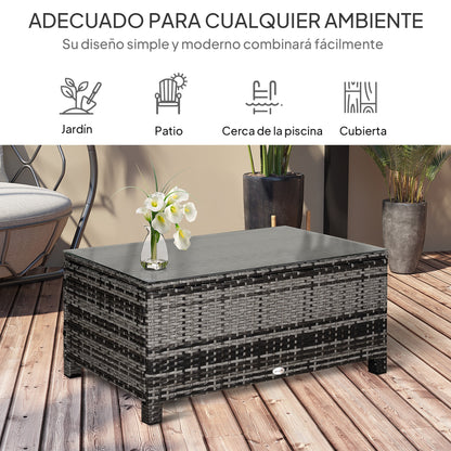 Mesa De Jardín Outsunny Ratán Pe, Metal Galvanizado Gris 85x50x39 Cm_5