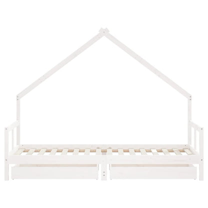 Vidaxl Estructura Cama Niños Con Cajones Madera Pino Blanco 80x200 Cm_4