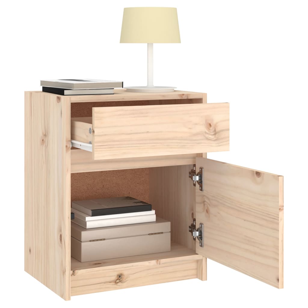 Mesita De Noche Madera Maciza De Pino 40x31x50 Cm_3