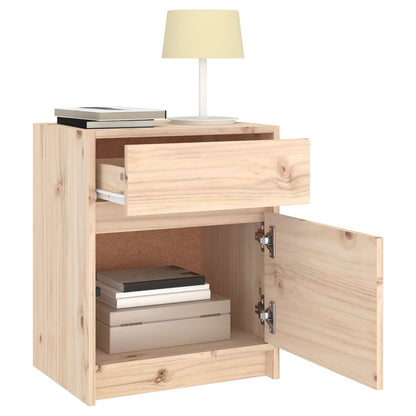 Mesita De Noche Madera Maciza De Pino 40x31x50 Cm_3