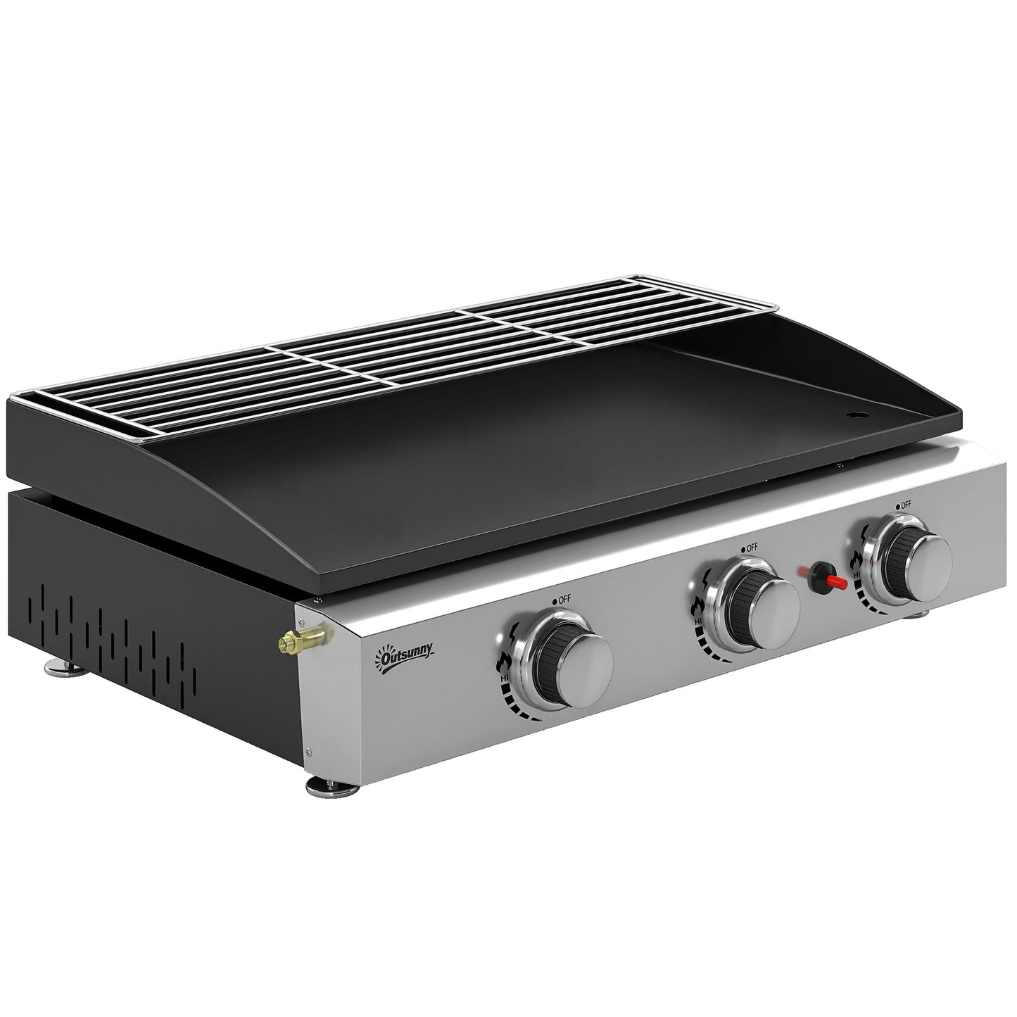 Outsunny Barbacoa De Gas Con 3 Quemadores 7,5 Kw Plancha Rejilla Calentadora_0