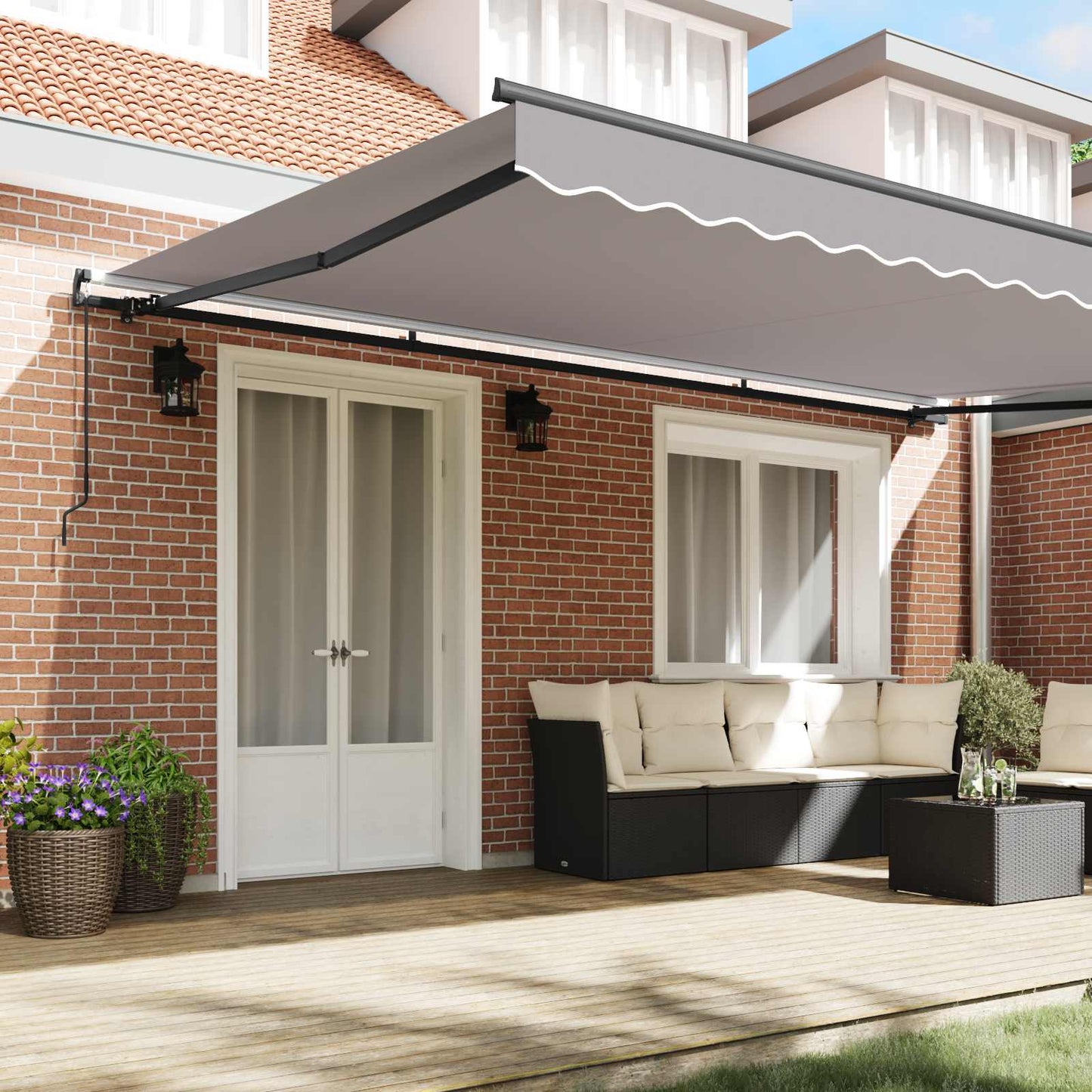 Toldo Retráctil Gris Claro 500 X 350 Cm Poliéster Y Aluminio_2