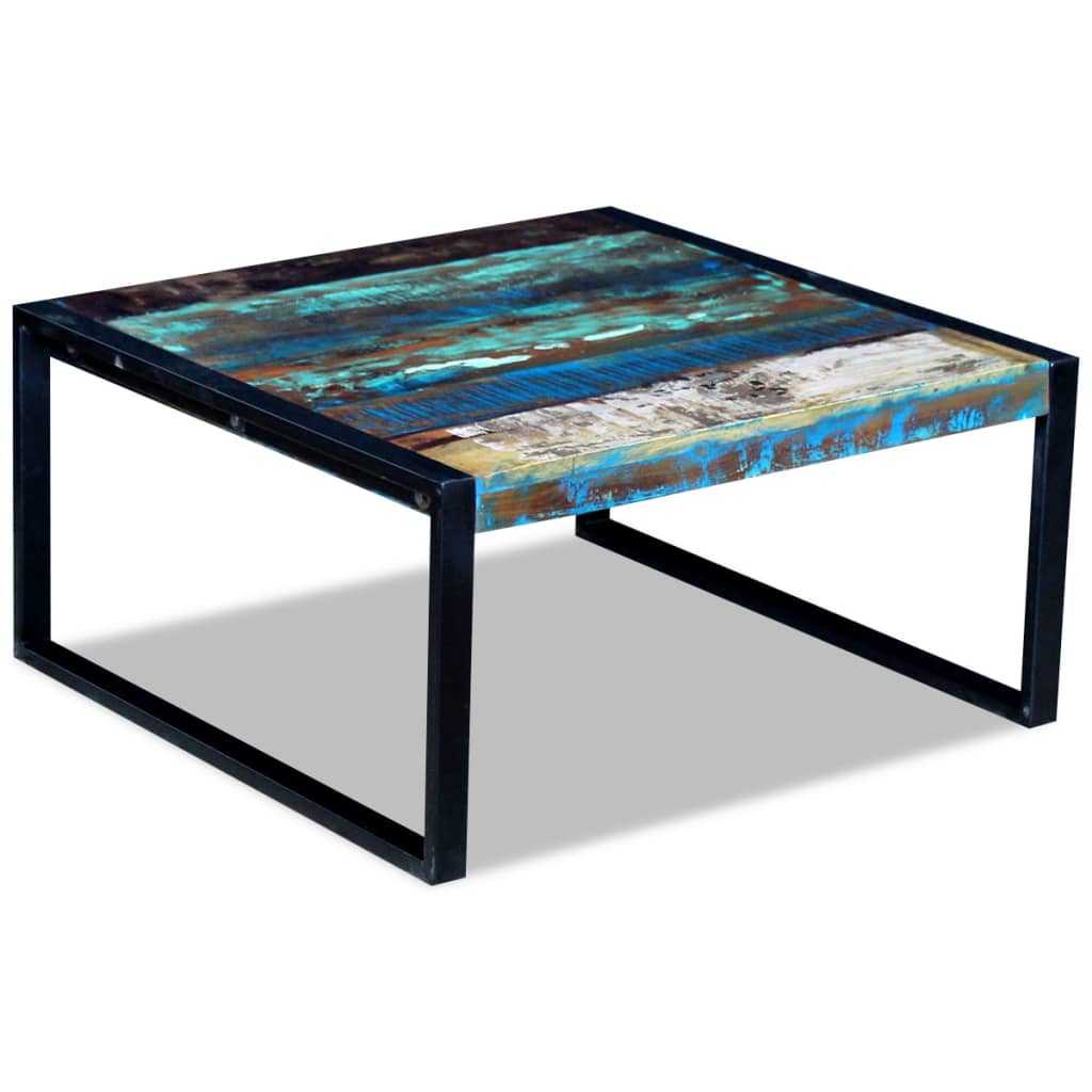 Mesa De Centro De Madera Maciza Reciclada 80x80x40 Cm_0