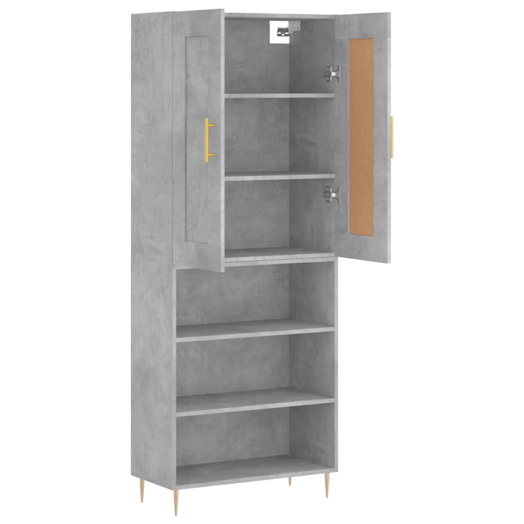 Aparador Alto Madera Contrachapada Gris Hormigón 69,5x34x180 Cm_3