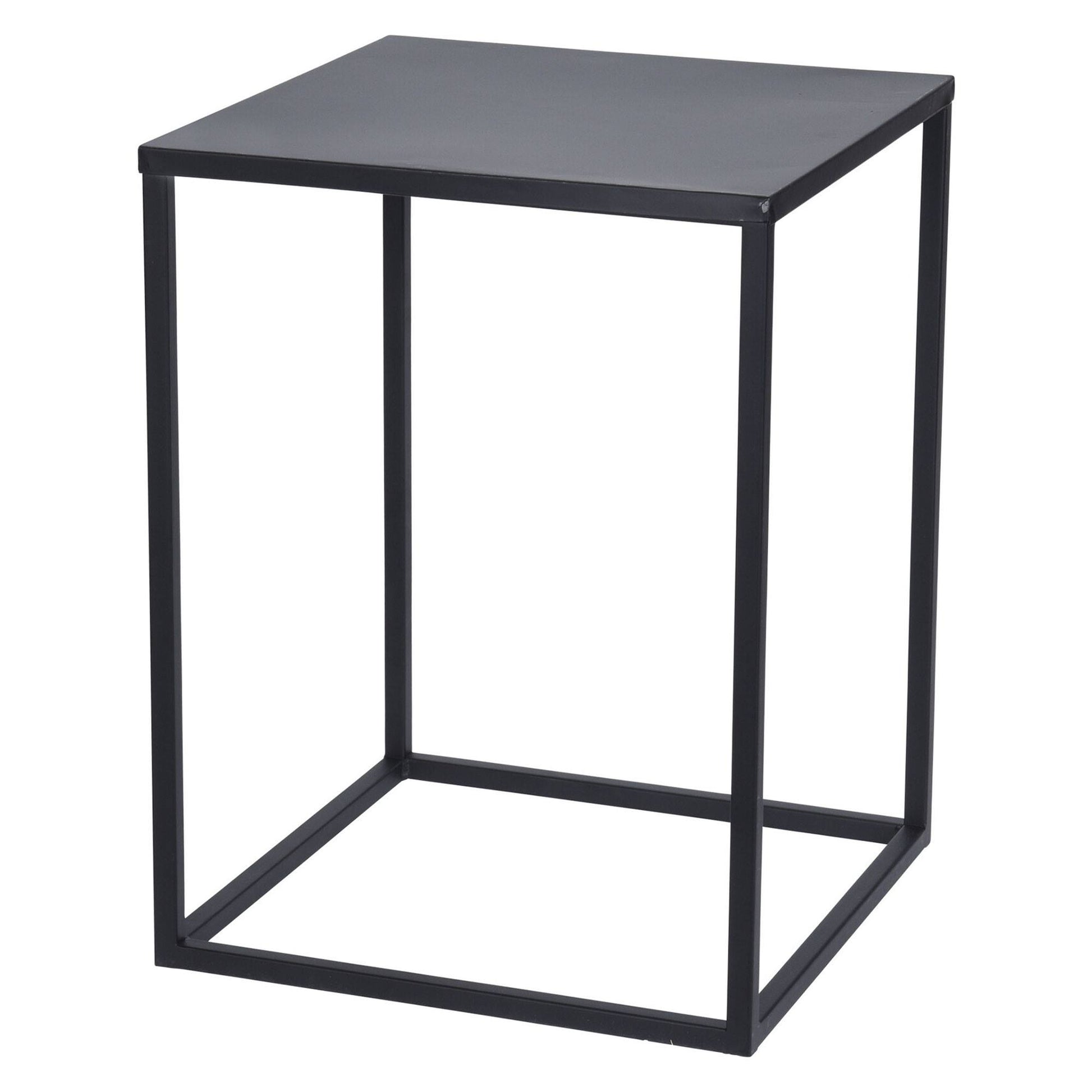 Well Home Juego De 2 Mesas Formato Cuadrado En Metal Color Negro