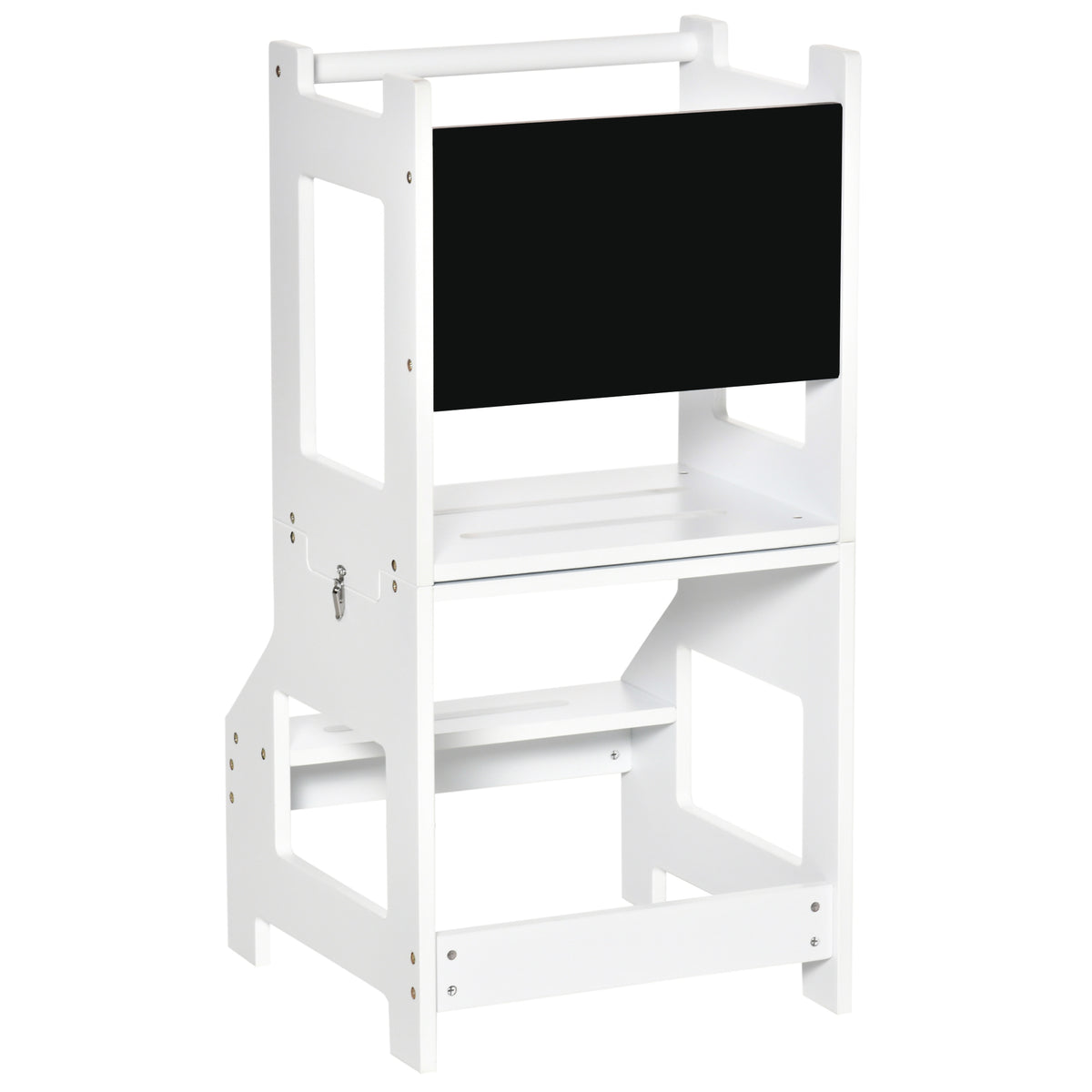 Torre De Aprendizaje Para Niños Con Pizarra Homcom 42x44x86cm Blanco_3