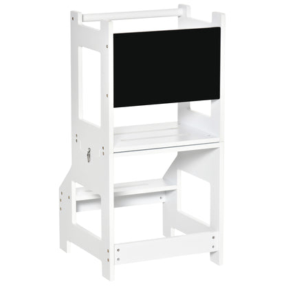 Torre De Aprendizaje Para Niños Con Pizarra Homcom 42x44x86cm Blanco_3