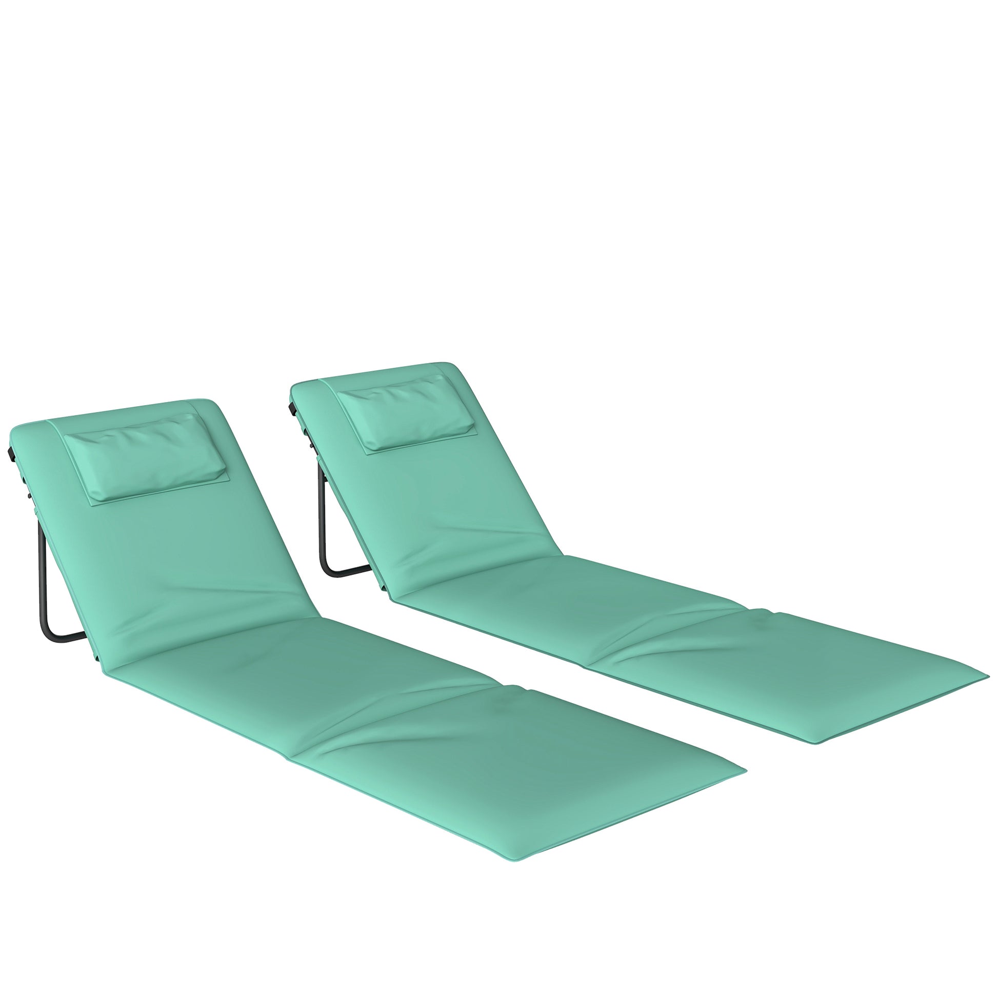 Outsunny 2 Esterillas De Playa Plegable Con Respaldo Ajustable Verde_0