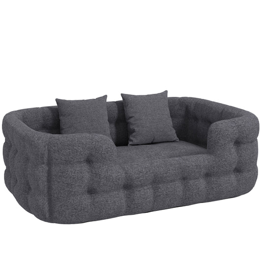 Pawhut Cama Para Perros Medianos Con 2 Almohadas Antideslizante 110x70x35cm Gris_0