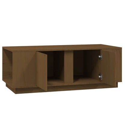 Mesa De Centro Madera Maciza De Pino Marrón Miel 110x50x40 Cm_4