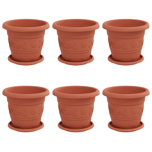 Macetas 6 Pcs Rojo Ladrillo Ø 22 X 18 Cm Plástico_0