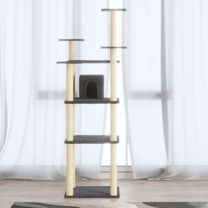 Vidaxl Rascador Para Gatos Con Postes De Sisal Gris Oscuro 171 Cm_1