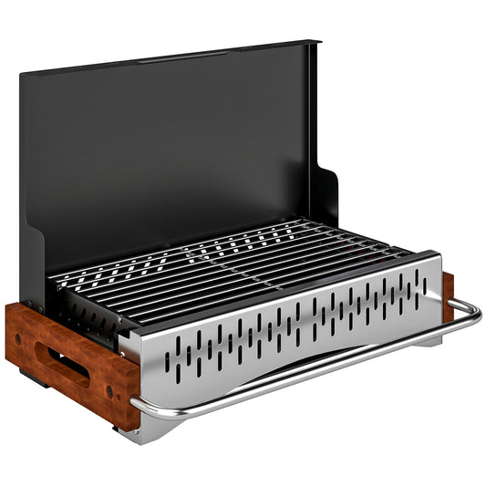 Outsunny Barbacoa De Carbón Plegable 50,5x34x33 Cm Con Bandeja Extraíble_0