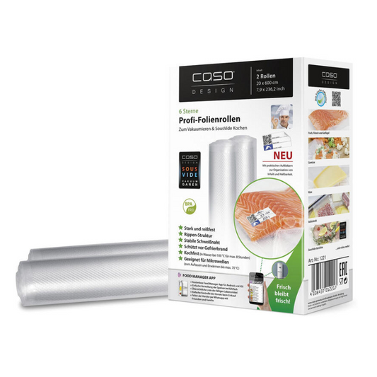 Pack 2 Rollos Para Envasar Al Vacio Caso Design 1221 20*600cm Apto Para Cocer / Microondas_0