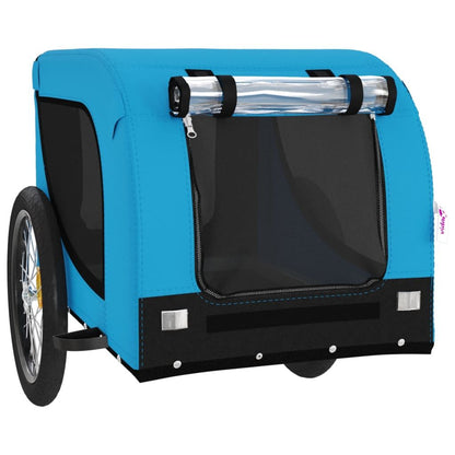 Vidaxl Remolque De Bicicleta Mascotas Hierro Tela Oxford Azul Negro_3