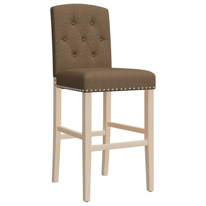 Taburetes Altos 2 Uds Madera Maciza De Caucho Y Tela_3