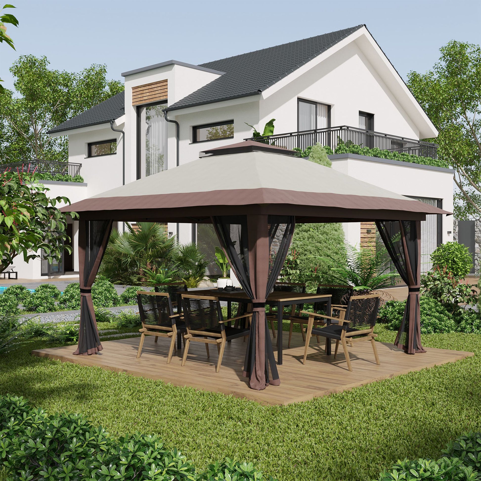 Outsunny Carpa Plegable Pop-up 4x4x2,8 M Altura Ajustable Protección Uv50+_1