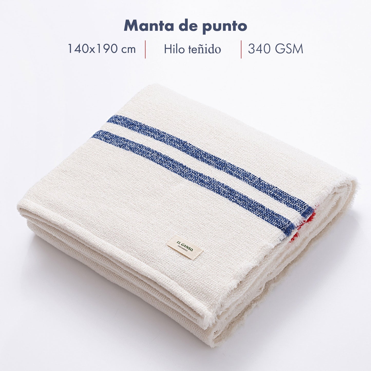 Manta De Punto 140x190cm 340gr Hilo Teñido Color Crudo El Ganso