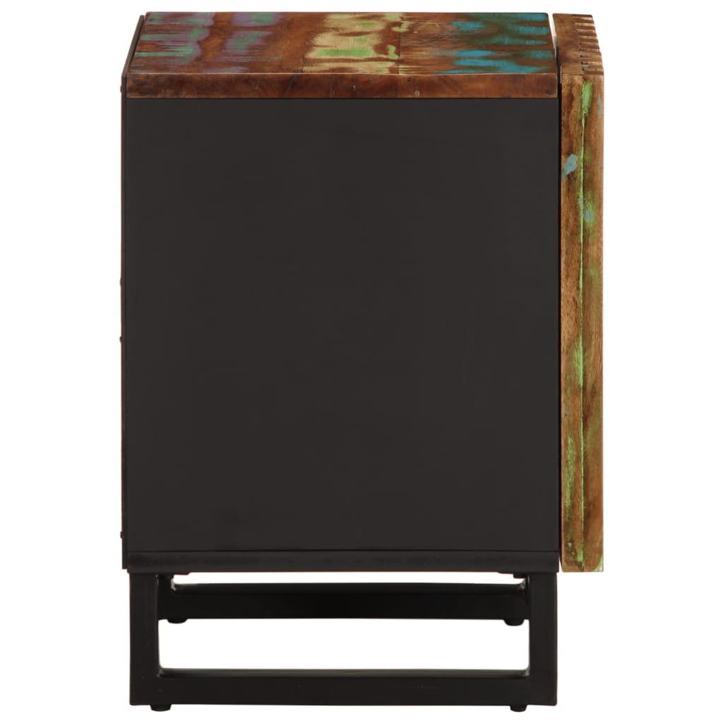 Mesita De Noche De Madera Maciza Reciclada 40x34x46 Cm_2