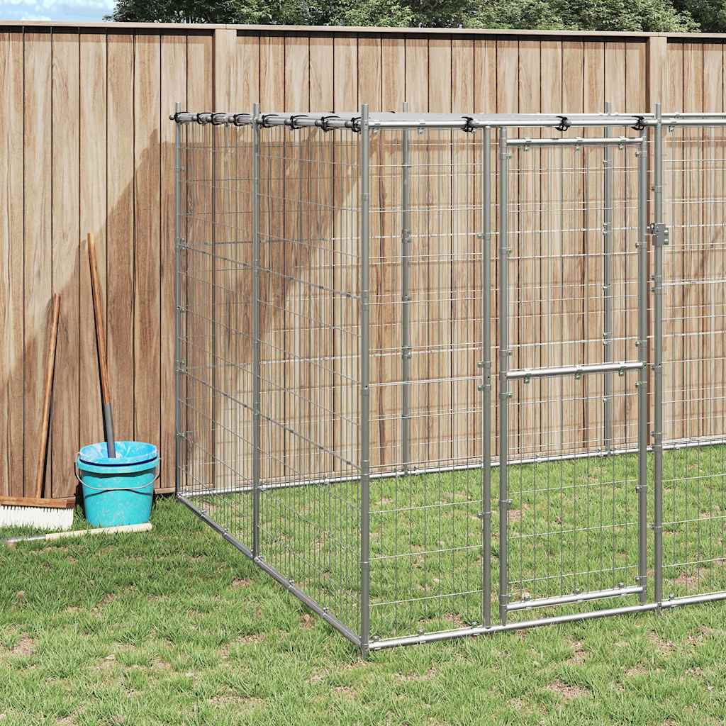 Perrera De Exterior De Acero Galvanizado Con Techo 12,1 M²_2