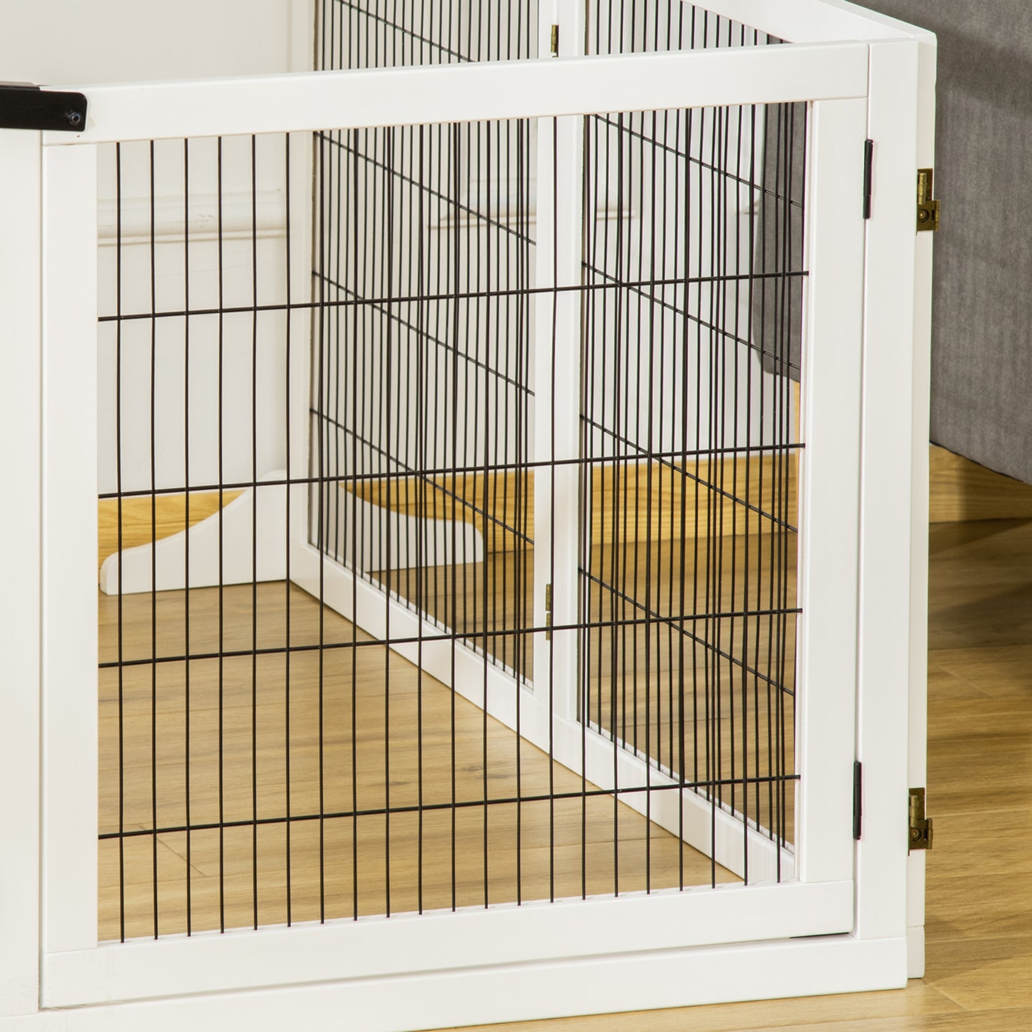 Pawhut Barrera De Seguridad Para Perros Plegable De Madera Con Soporte De Pie_4