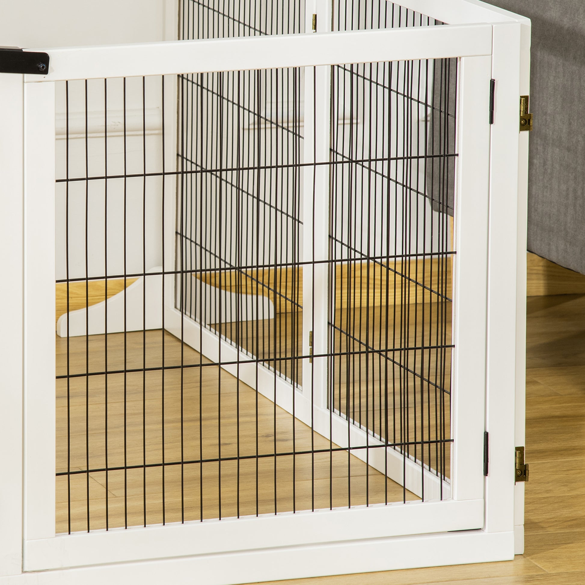 Pawhut Barrera De Seguridad Para Perros Plegable De Madera Con Soporte De Pie_4