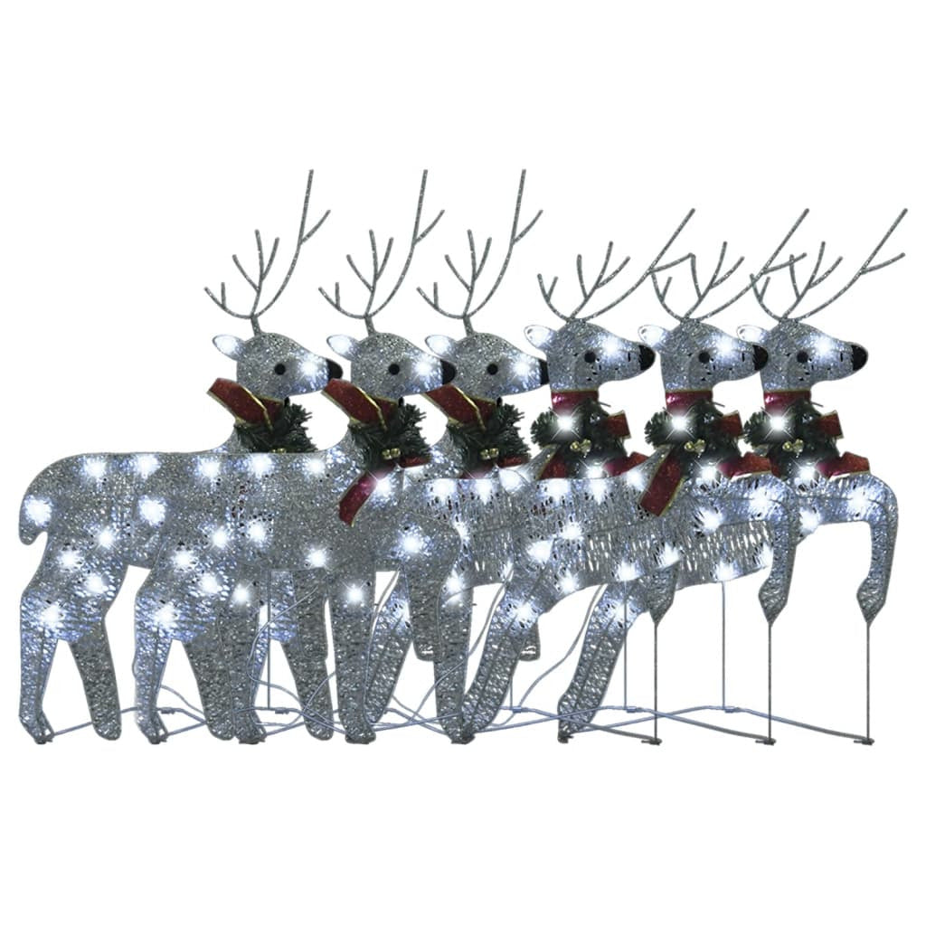 Vidaxl Renos De Navidad 6 Unidades 120 Led Plateado_3