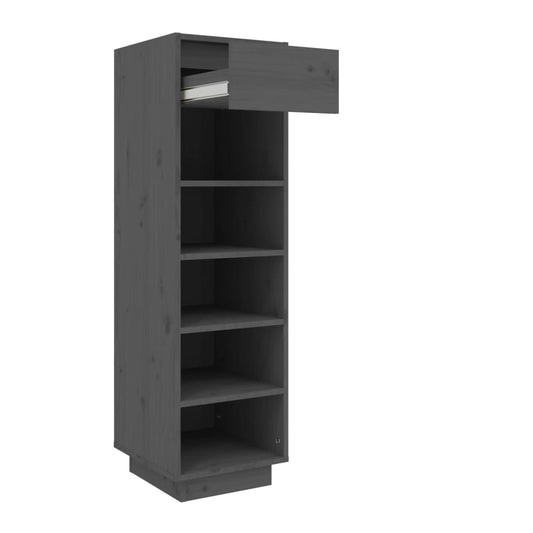 Mueble Zapatero De Madera Maciza De Pino Gris 30x34x105 Cm / Vetonek_0